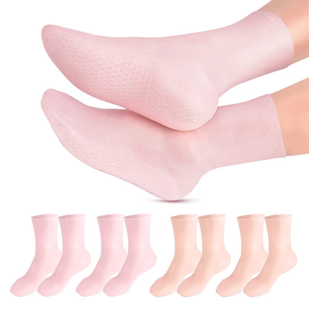 Moisturizing Socks Aloe Socks Silicone Socks Foot Spa Gel Silicone Socks for Women Pedicure Socks for Repairing Dry Feet Cracked Heel and Softening Rough Skin Calluses Dry Cracking Skin